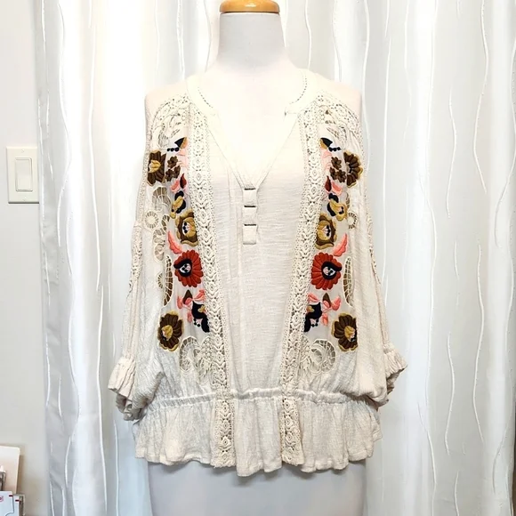Free People Serafina Floral Embroidered Dolman Top - Picture 4 of 11